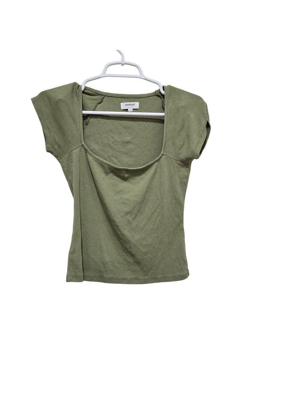 Weekend Los Angeles Ribbed Scoop Neck Top Small Sage Green